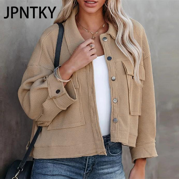 JPNTKY Женские винтажные повседневные однотонные принтованные куртки и пальто с длинным рукавом и воротником-поло на осень-зиму S
JPNTKY Женские винтажные повседневные однотонные принтованные куртки и пальто с длинным рукавом и воротником-поло на осень-зиму S