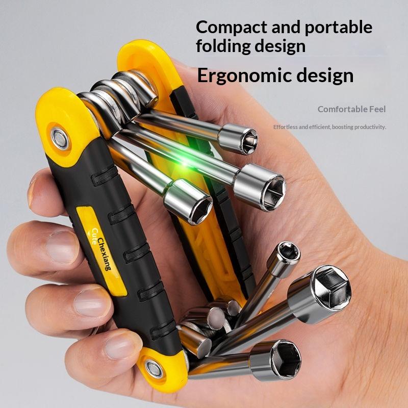 6 In 1 Folding Socket Wrench Set Multi Functional Hex Spanner Nut Driver Set Repair Tool 5-12Mm 1pc
6 In 1 Folding Socket Wrench Set Multi Functional Hex Spanner Nut Driver Set Repair Tool 5-12Mm 1pc