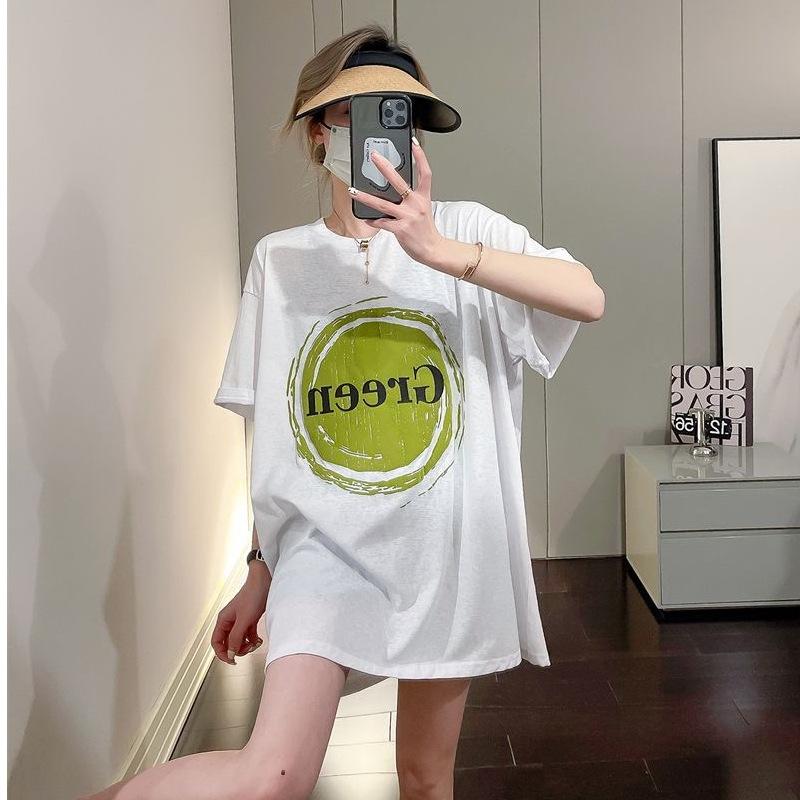 Extra large size 100kg pure cotton design sense niche loose green letter T-shirt women s short sleeve thin large version top summer S чёрный
Extra large size 100kg pure cotton design sense niche loose green letter T-shirt women s short sleeve thin large version top summer S чёрный