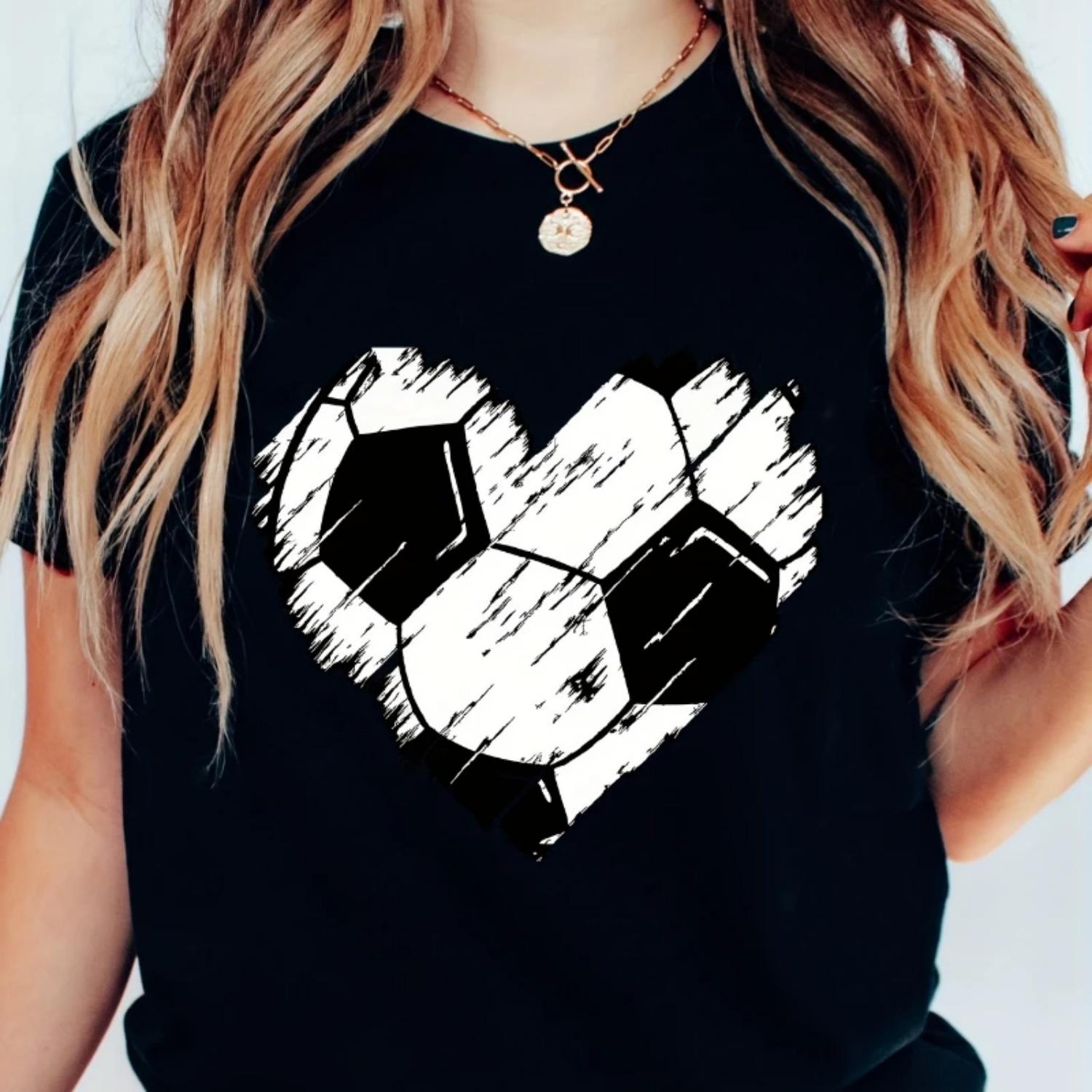 Heart & Soccer Print Crew Neck T-Shirt Casual Short Sleeve T-Shirt For Spring & Summer Women s Clothing S чёрный
Heart & Soccer Print Crew Neck T-Shirt Casual Short Sleeve T-Shirt For Spring & Summer Women s Clothing S чёрный
