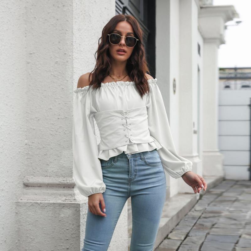 Off Shoulder Hot Style Front Straps Women Blouse Long Sleeve Slim Waist Pleated Short Top Elegant Casual Shirt New Solid Color Ruffled Clothng S белый
Off Shoulder Hot Style Front Straps Women Blouse Long Sleeve Slim Waist Pleated Short Top Elegant Casual Shirt New Solid Color Ruffled Clothng S белый