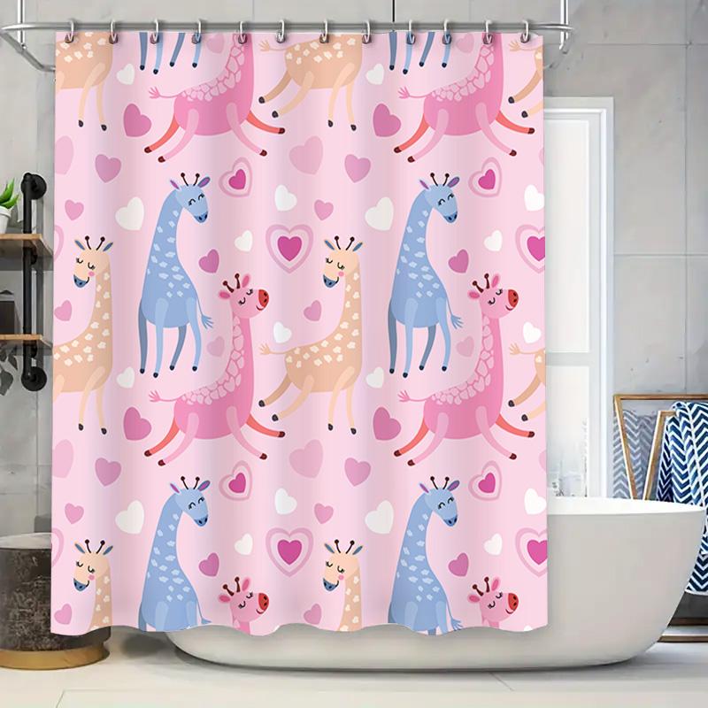 Cute Giraffe Hearts Shower Curtain Set For Bathroom Decoration Pink Blue White Kids Bath Rug Mat Tiled Wall Decor W60H190(CM)-1 Pcs
Cute Giraffe Hearts Shower Curtain Set For Bathroom Decoration Pink Blue White Kids Bath Rug Mat Tiled Wall Decor W60H190(CM)-1 Pcs