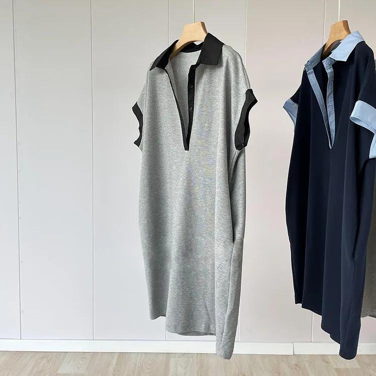 Women s Summer Midi-Length Color-Blocked Loose-Fit Short-Sleeve T-Shirt Dress with Polo Neck and Belly-Covering Design 3XL сірий
Women s Summer Midi-Length Color-Blocked Loose-Fit Short-Sleeve T-Shirt Dress with Polo Neck and Belly-Covering Design 3XL сірий