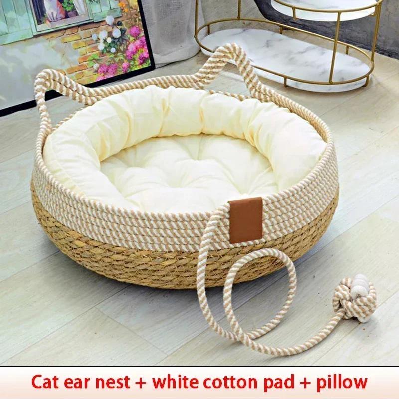 Scratch Resistant Cat Bed Four Seasons Rattan Woven Removable Washable Upholstery Floor Sleeping Pet House Supplies For Cats S 35cm кремовый
Scratch Resistant Cat Bed Four Seasons Rattan Woven Removable Washable Upholstery Floor Sleeping Pet House Supplies For Cats S 35cm кремовый