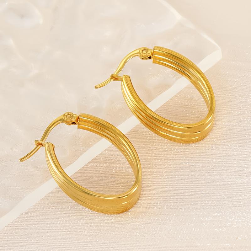 2023 Multi-Layer 18k Gold Plated Stainless Steel Earrings - Fashionable, Simple, Versatile Titanium Steel Hoops 18K золотой
2023 Multi-Layer 18k Gold Plated Stainless Steel Earrings - Fashionable, Simple, Versatile Titanium Steel Hoops 18K золотой