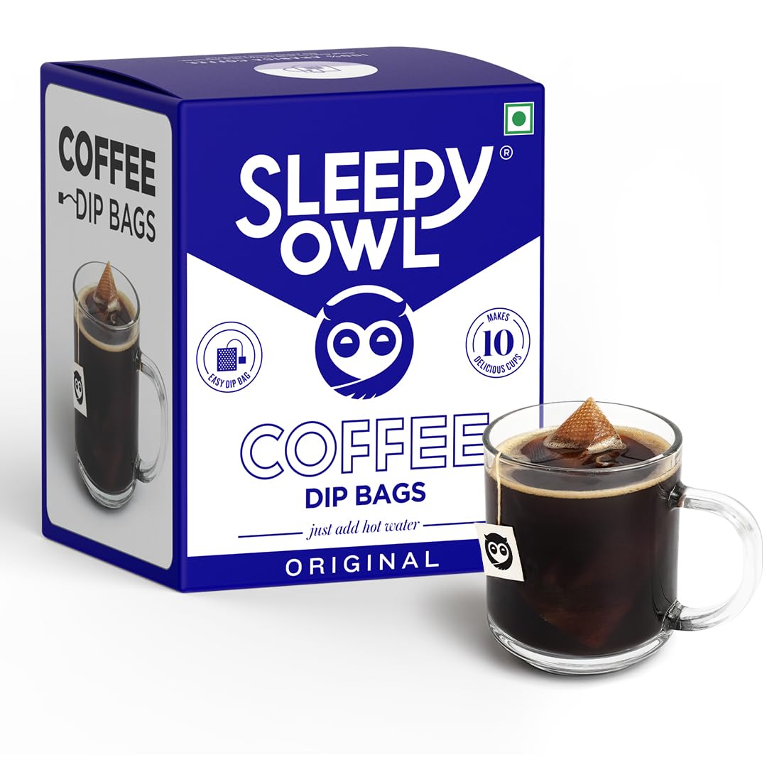 Sleepy Owl Hot Coffee Brew Bags (Original) | Set of 10 Filter bags for Hot Coffee | 100% Arabica Beans | 5-Minute Brew - just add hot water | No
Sleepy Owl Hot Coffee Brew Bags (Original) | Set of 10 Filter bags for Hot Coffee | 100% Arabica Beans | 5-Minute Brew - just add hot water | No