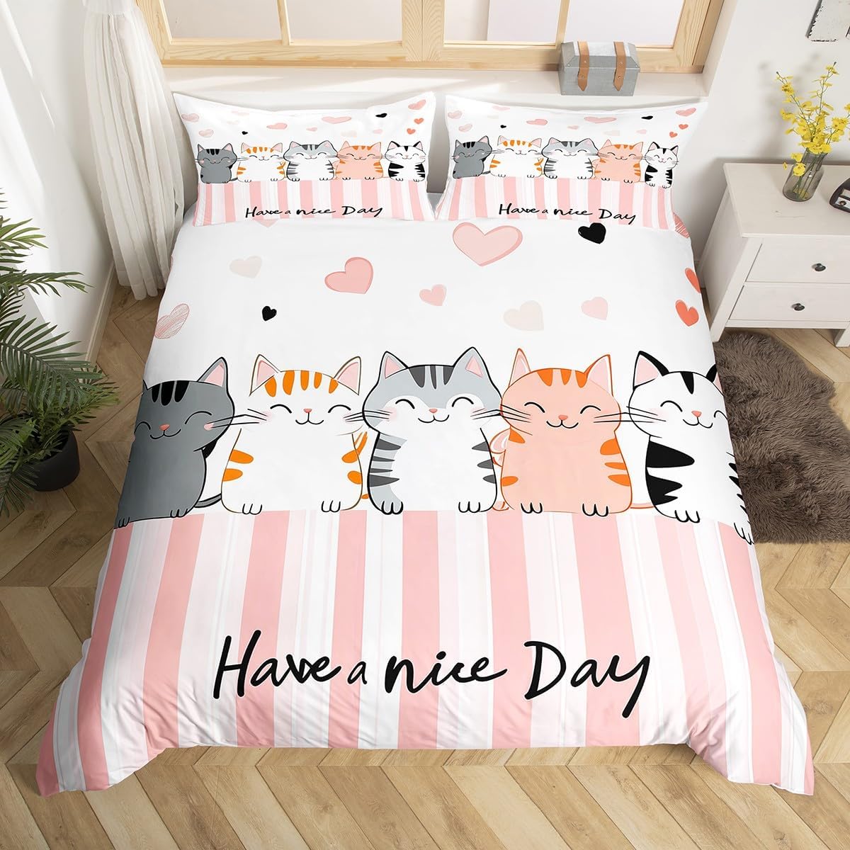 Kawaii Cat Duvet Cover Single Queen for Boys Girls Cute Kitten Pet Bedding SetMicrofiber Blue Comforter Cover with 2 Pillowcase EU Single(135x200cm)
Kawaii Cat Duvet Cover Single Queen for Boys Girls Cute Kitten Pet Bedding SetMicrofiber Blue Comforter Cover with 2 Pillowcase EU Single(135x200cm)