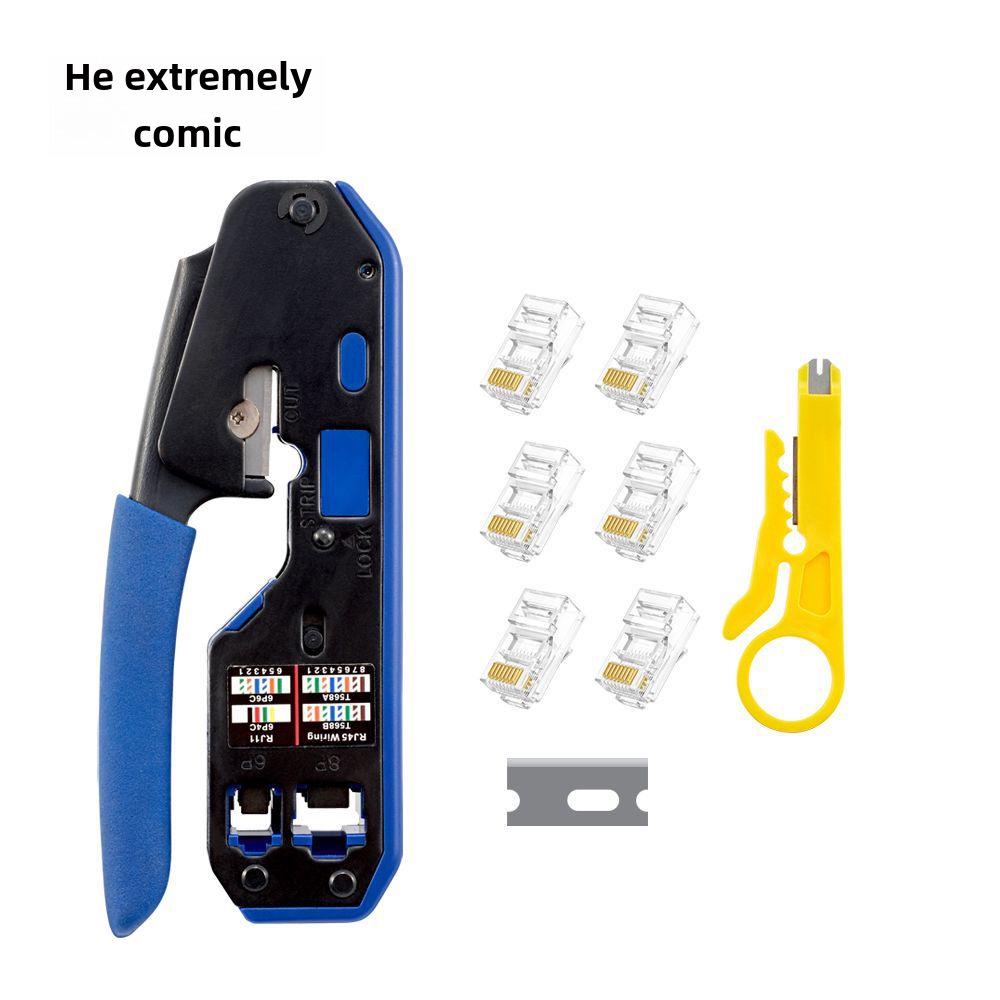 Набор сетевых кабельных клещей Ajiman 6 в 1 с обжимным инструментом CAT6 и кримпером с кристаллической головкой 8P6P.
Набор сетевых кабельных клещей Ajiman 6 в 1 с обжимным инструментом CAT6 и кримпером с кристаллической головкой 8P6P.