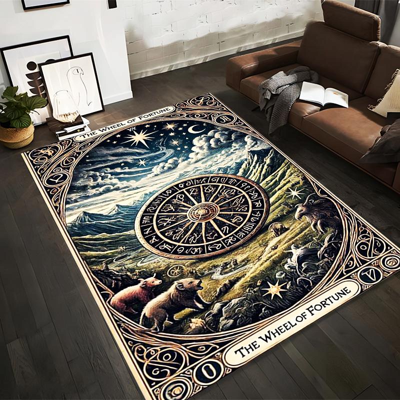 Tarot Style Wheel of Fortune Carpet with Astral and Animal Design Suitable for use as an anti-slip for living room bedroom sofas 40x60cm( 15x23in )
Tarot Style Wheel of Fortune Carpet with Astral and Animal Design Suitable for use as an anti-slip for living room bedroom sofas 40x60cm( 15x23in )