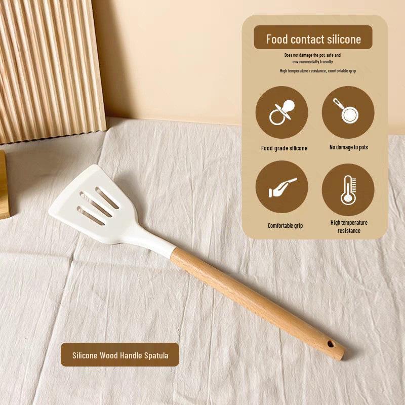 Silicone Spatula & Ladle Set with White Wood Handles - Non-stick Kitchenware for Stir-fry & Baby Food Wooden Handle
Silicone Spatula & Ladle Set with White Wood Handles - Non-stick Kitchenware for Stir-fry & Baby Food Wooden Handle
