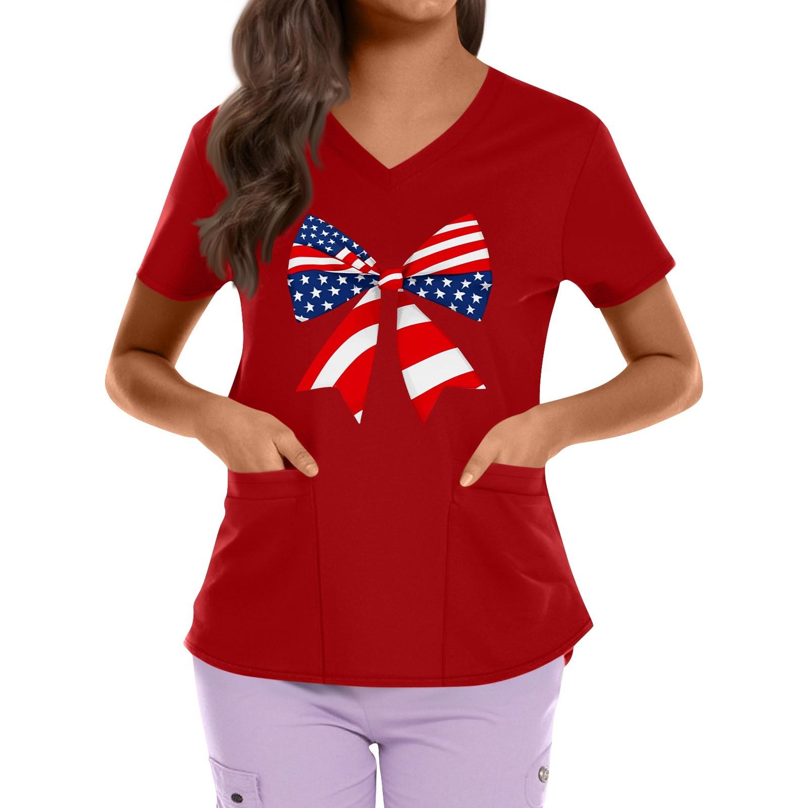 Plus Size Printed Scrub Working Uniform Tops For Women s Cross V Neck Independence Day Print Short Sleeve Fun T-Shirts Workwear Tee With Pockets XXXL червоний
Plus Size Printed Scrub Working Uniform Tops For Women s Cross V Neck Independence Day Print Short Sleeve Fun T-Shirts Workwear Tee With Pockets XXXL червоний