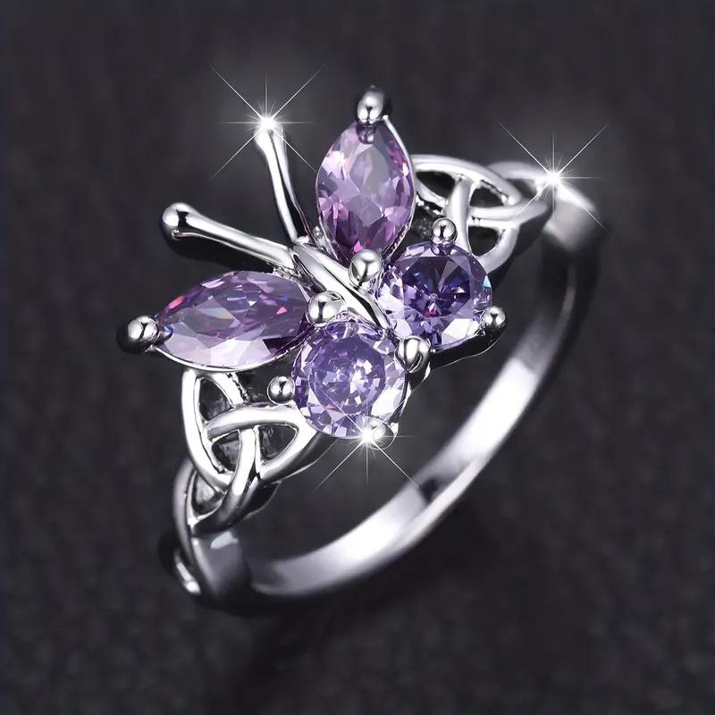 Huitan Delicate Lady Butterfly Finger Rings Charming Purple Zirconia Zircon Chic Aesthetic Accessories for Engagement Ceremony 6
Huitan Delicate Lady Butterfly Finger Rings Charming Purple Zirconia Zircon Chic Aesthetic Accessories for Engagement Ceremony 6