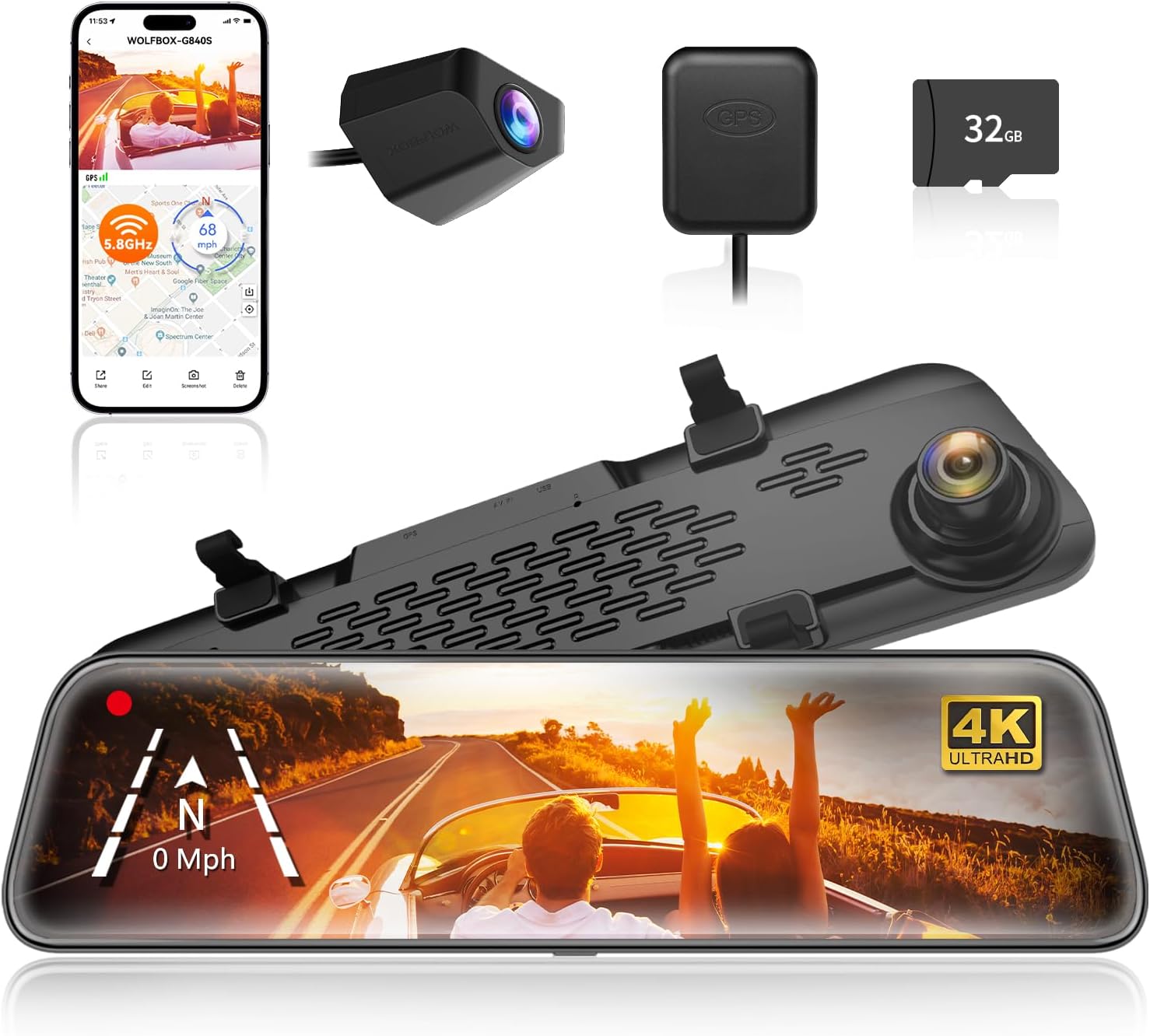 G840S 12 4K Mirror Dash Cam & 12 OEM Bracket United States
G840S 12 4K Mirror Dash Cam & 12 OEM Bracket United States