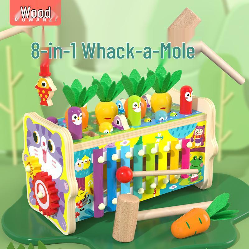 Kids Multifunctional Wooden Toy: 8-in-1 Fishing, Whack-a-Mole, Radish Pulling Game for Hand-Eye Coordination and Educational Play.
Kids Multifunctional Wooden Toy: 8-in-1 Fishing, Whack-a-Mole, Radish Pulling Game for Hand-Eye Coordination and Educational Play.