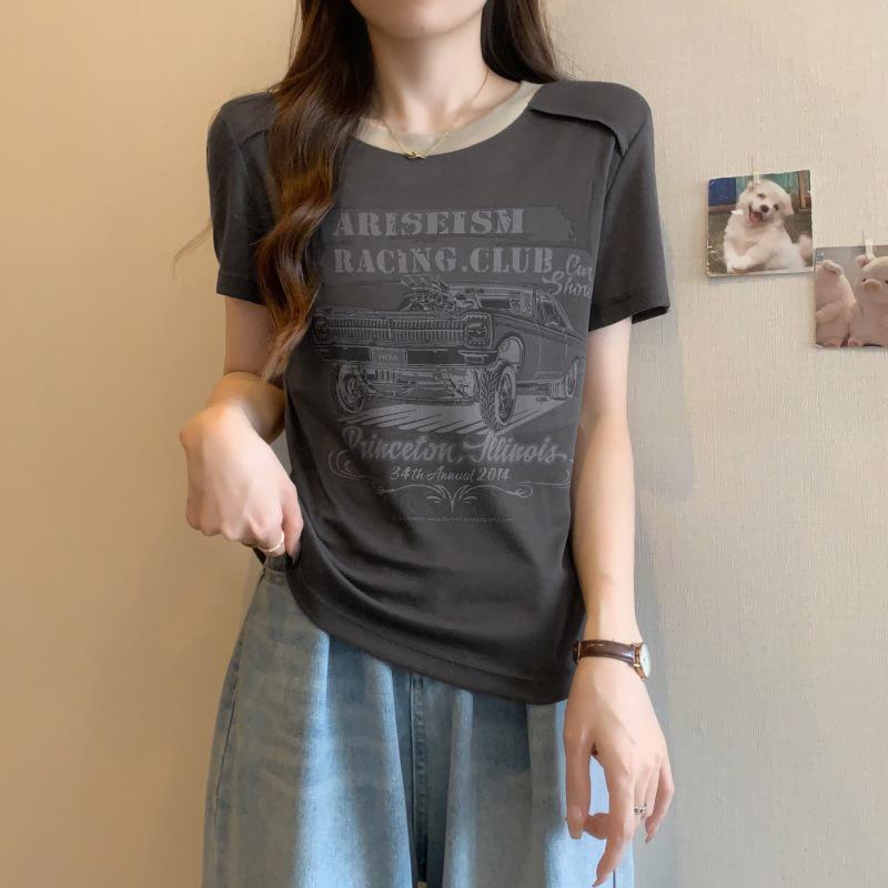 Women s Slim Fit Retro Printed Short-Sleeve T-Shirt - New Summer Styles, Contrasting Colors Design. XL темно-сірий
Women s Slim Fit Retro Printed Short-Sleeve T-Shirt - New Summer Styles, Contrasting Colors Design. XL темно-сірий