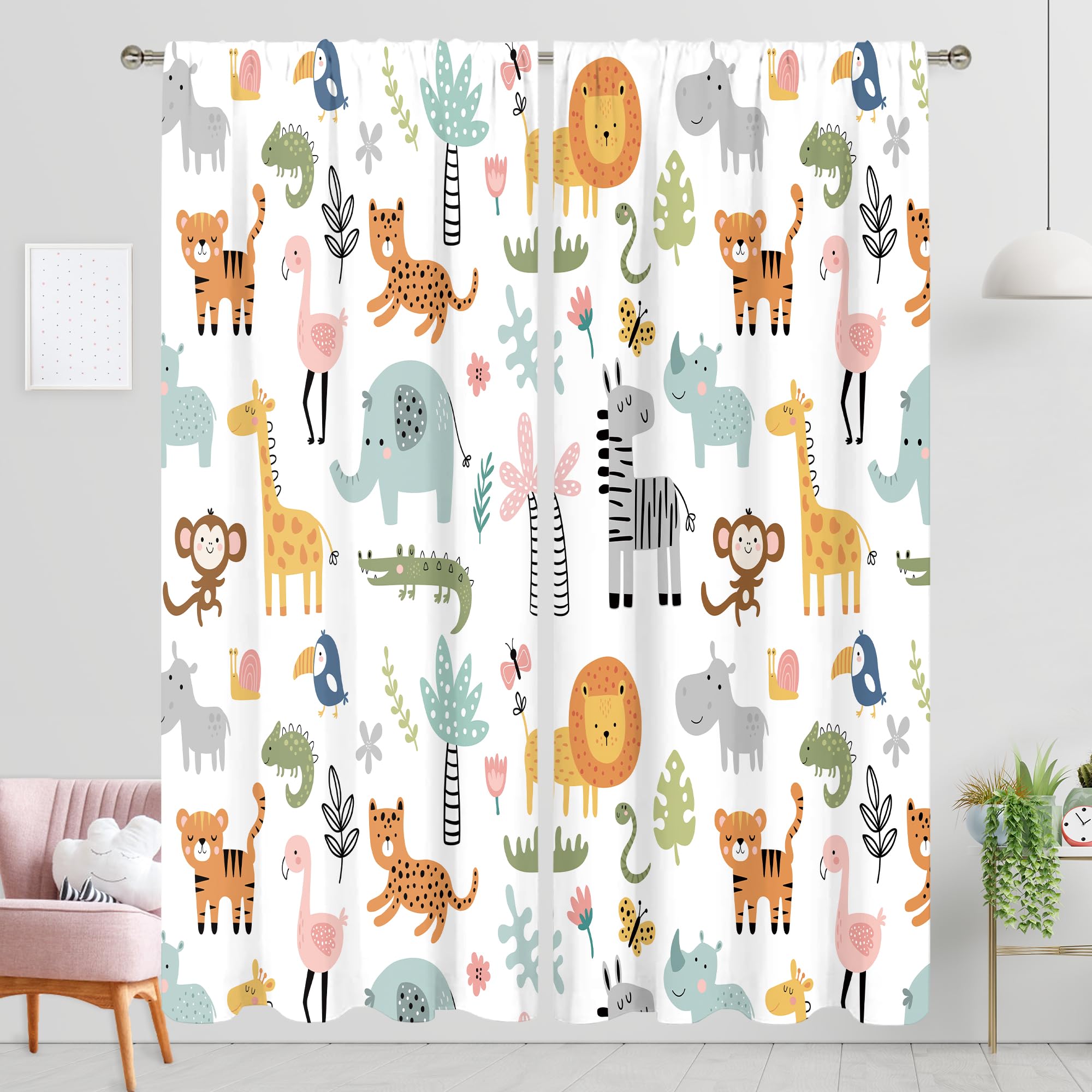Nursery Safari Animals Curtains Baby Boy Kids Woodland Jungle Forest Lion Printed Curtains for Living Room Bedroom Window Drapes W75H166(CM)x2pcs&Grommet Top
Nursery Safari Animals Curtains Baby Boy Kids Woodland Jungle Forest Lion Printed Curtains for Living Room Bedroom Window Drapes W75H166(CM)x2pcs&Grommet Top