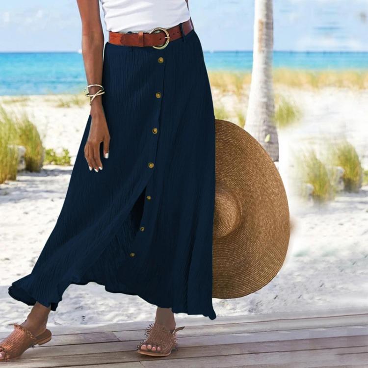 Women Bohemian High Waist Midi Skirt Party Beach Button Down Skirt L темно-синий
Women Bohemian High Waist Midi Skirt Party Beach Button Down Skirt L темно-синий