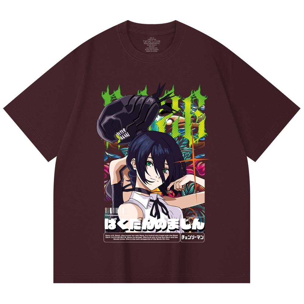 230 Gsm 100% Cotton Chainsaw Man V54 Reze Print Unisex Heavy Cotton T Shirt 2XL вина червоного кольору
230 Gsm 100% Cotton Chainsaw Man V54 Reze Print Unisex Heavy Cotton T Shirt 2XL вина червоного кольору