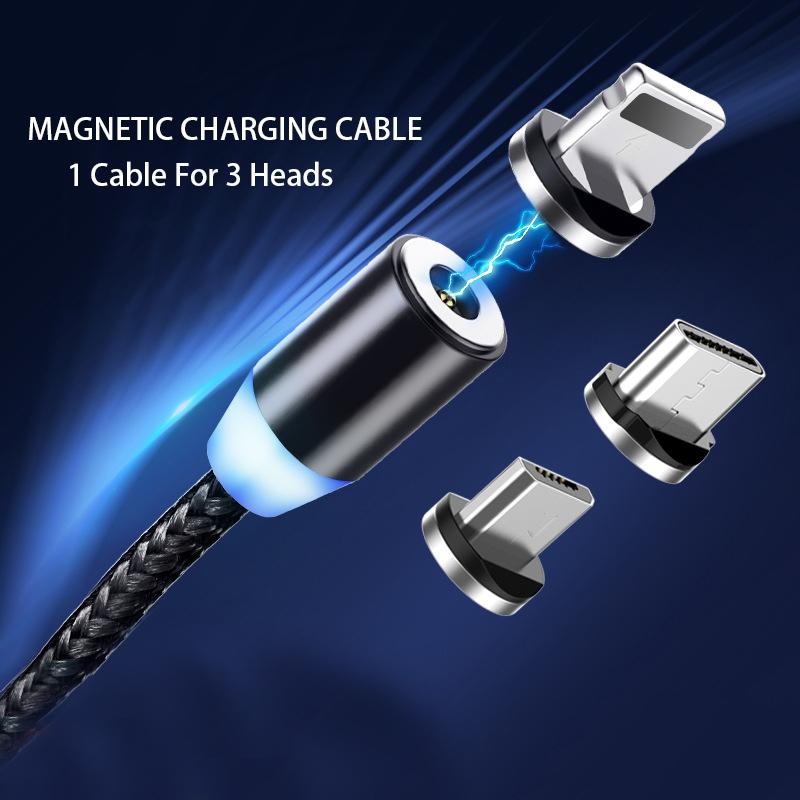 1m 3 in 1 Magnetic Nylon Braided Charging Cable 2.1A USB Data Cord Magnet Fast Charger Compatible with Lightning/Micro-USB/Type-C Black
1m 3 in 1 Magnetic Nylon Braided Charging Cable 2.1A USB Data Cord Magnet Fast Charger Compatible with Lightning/Micro-USB/Type-C Black