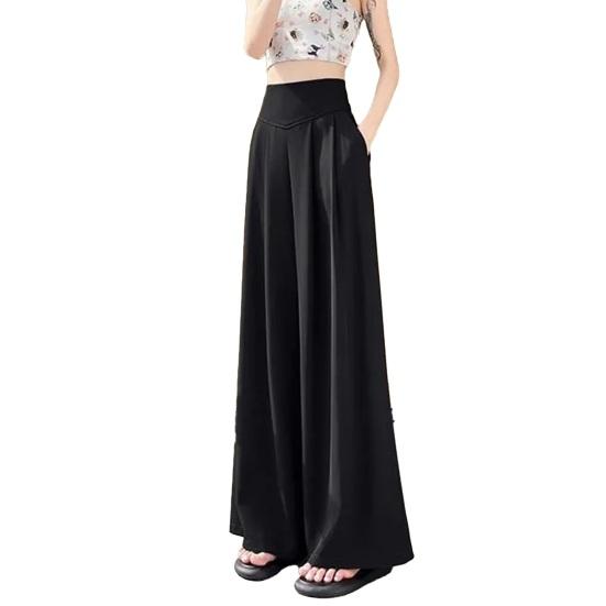 Women Pants Elastic High Waist Wide Leg Casual Trousers Pure Color Loose Fit Office Lady Long Pants Daily Wear S
Women Pants Elastic High Waist Wide Leg Casual Trousers Pure Color Loose Fit Office Lady Long Pants Daily Wear S