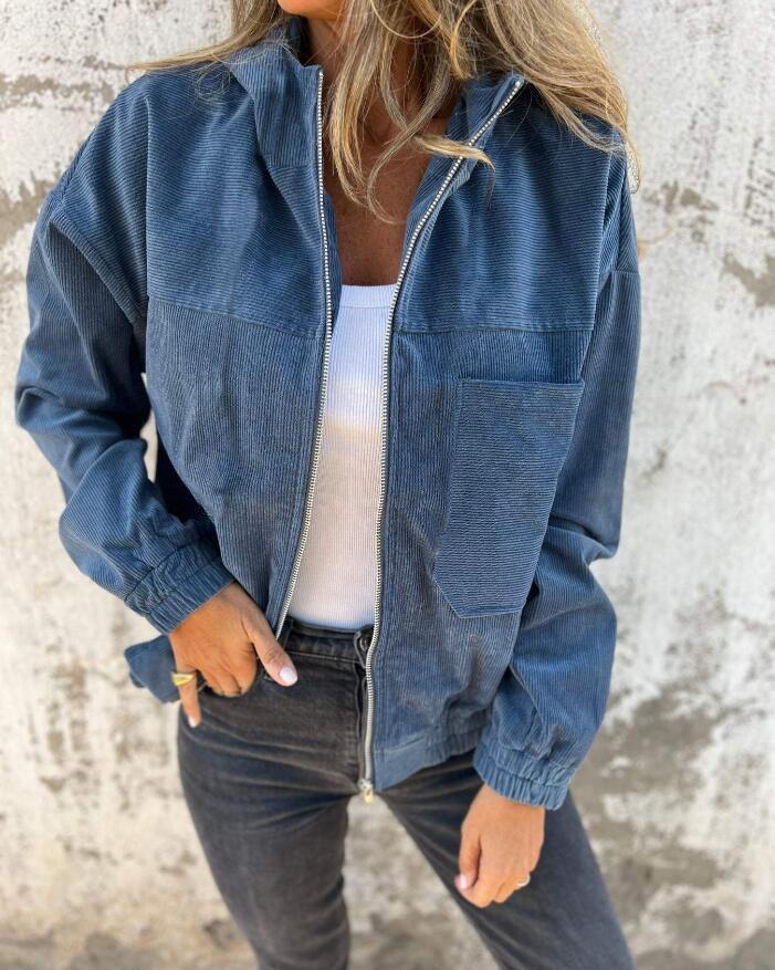 Solid color jacket women s European and American simple style corduroy hooded jacket women s pocket splicing S тёмно-синий
Solid color jacket women s European and American simple style corduroy hooded jacket women s pocket splicing S тёмно-синий