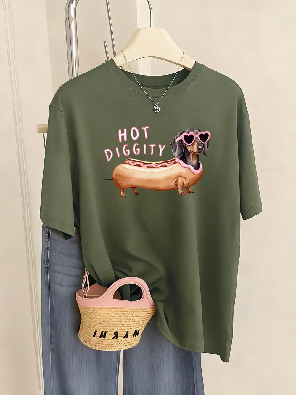 Hot Diggity Dachshund Dog Prints TShirt Womens Summer Soft T Shirts Loose ONeck Short Sleeve Tops Casual Comfortable Clothes S
Hot Diggity Dachshund Dog Prints TShirt Womens Summer Soft T Shirts Loose ONeck Short Sleeve Tops Casual Comfortable Clothes S