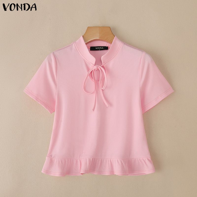 VONDA Women Stand Neck Short Sleeve Bow Knot Rib Casual Cropped Blouse Tops 5XL светло-розовый
VONDA Women Stand Neck Short Sleeve Bow Knot Rib Casual Cropped Blouse Tops 5XL светло-розовый