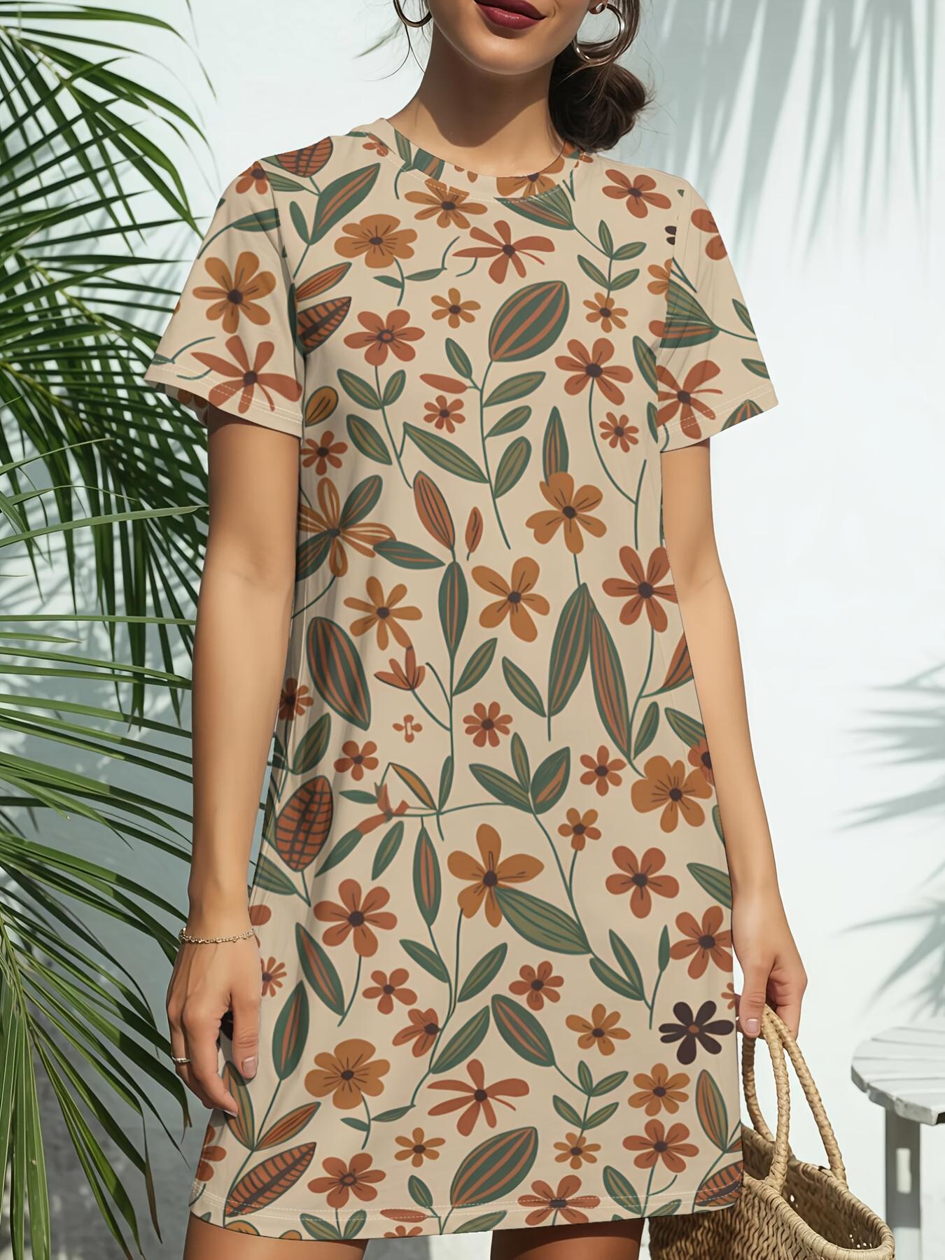 Vintage Floral Vibenew Arrival Women S Round Neck Short-Sleeve T-Shirt Dress. American Trendy Digital Print. Casual Versatile Style for Spring And Sum 8XL
Vintage Floral Vibenew Arrival Women S Round Neck Short-Sleeve T-Shirt Dress. American Trendy Digital Print. Casual Versatile Style for Spring And Sum 8XL