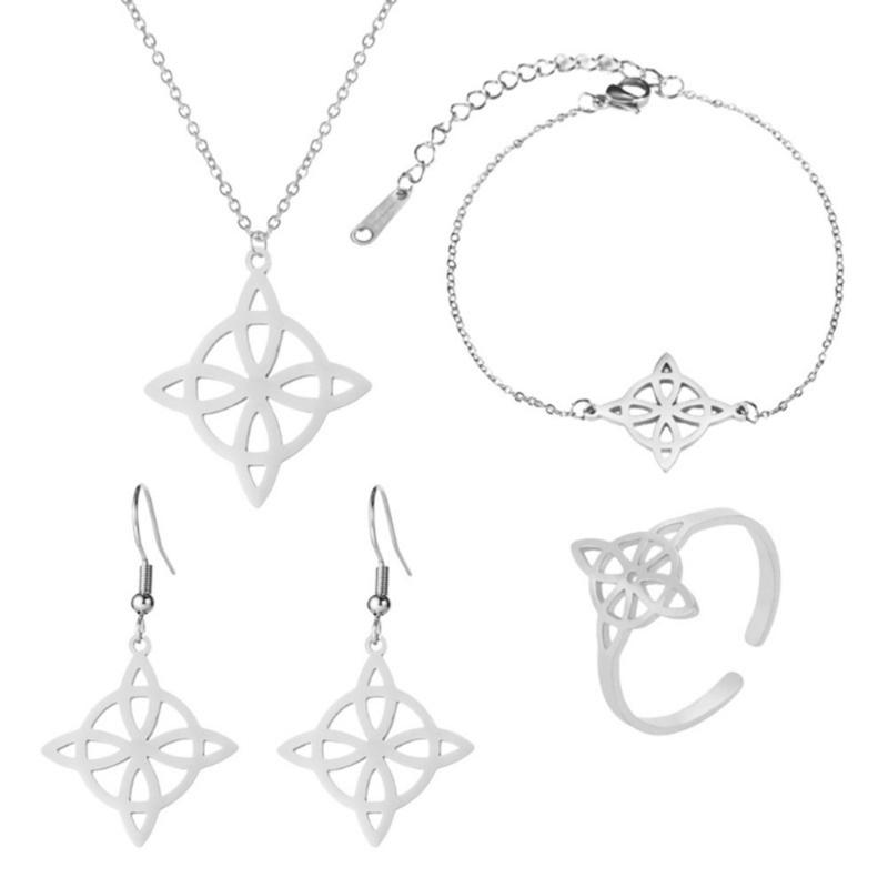 Stainless Steel Jewelry Set Witch Irish Knots Shaped Necklaces Bracelets Earrings Rings Elegant Women Accessories
Stainless Steel Jewelry Set Witch Irish Knots Shaped Necklaces Bracelets Earrings Rings Elegant Women Accessories