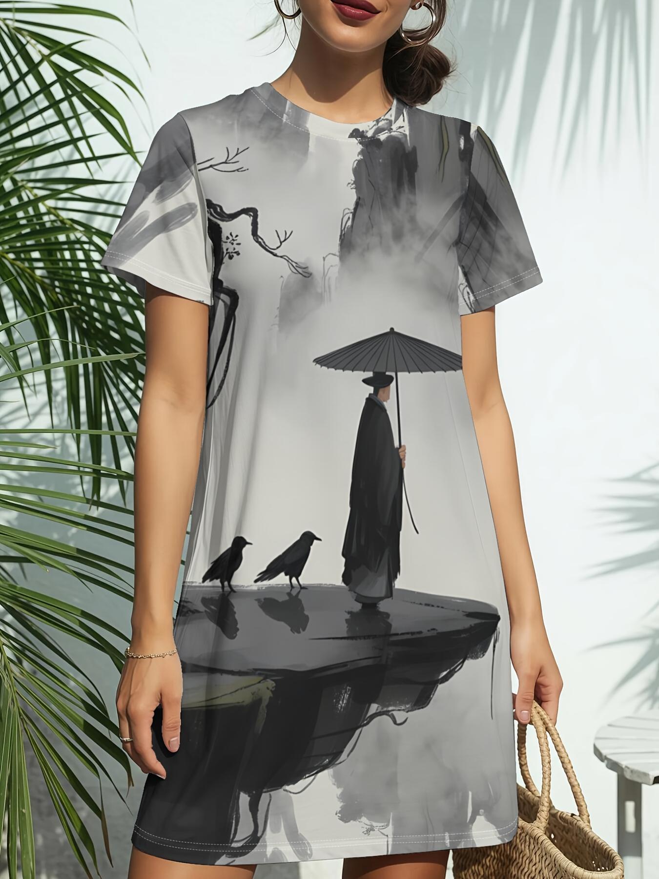 Ink Wash Mood Women S New Round Neck Short Sleeve Dress T-Shirt. Featuring American Fashion Trends with Digital Prints for Spring And Summer Casual We 9XL дубильная кора
Ink Wash Mood Women S New Round Neck Short Sleeve Dress T-Shirt. Featuring American Fashion Trends with Digital Prints for Spring And Summer Casual We 9XL дубильная кора