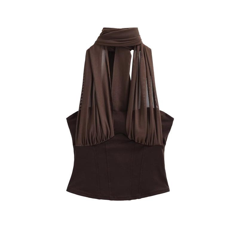 Elegant Spicy Girl Mesh Patchwork Halter Camisole: Sexy, Waist-Cinched, Sleeveless Women’s Top Medium кавовий
Elegant Spicy Girl Mesh Patchwork Halter Camisole: Sexy, Waist-Cinched, Sleeveless Women’s Top Medium кавовий
