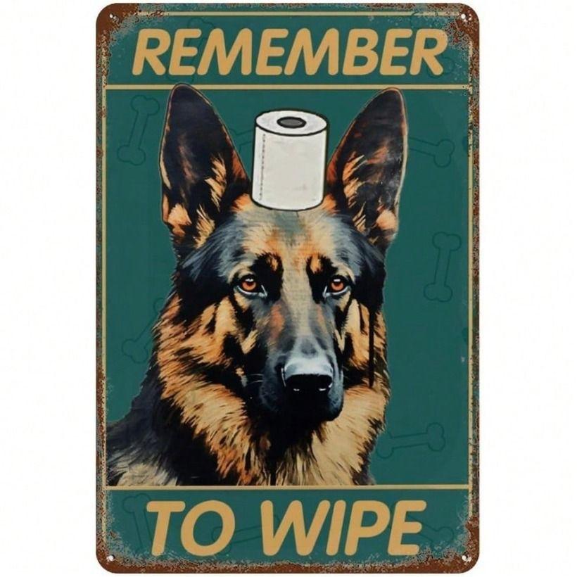 Metal Poster Vintage German Shepherd Remember To Wipe, Retro Bathroom Wall Art Decor
Metal Poster Vintage German Shepherd Remember To Wipe, Retro Bathroom Wall Art Decor