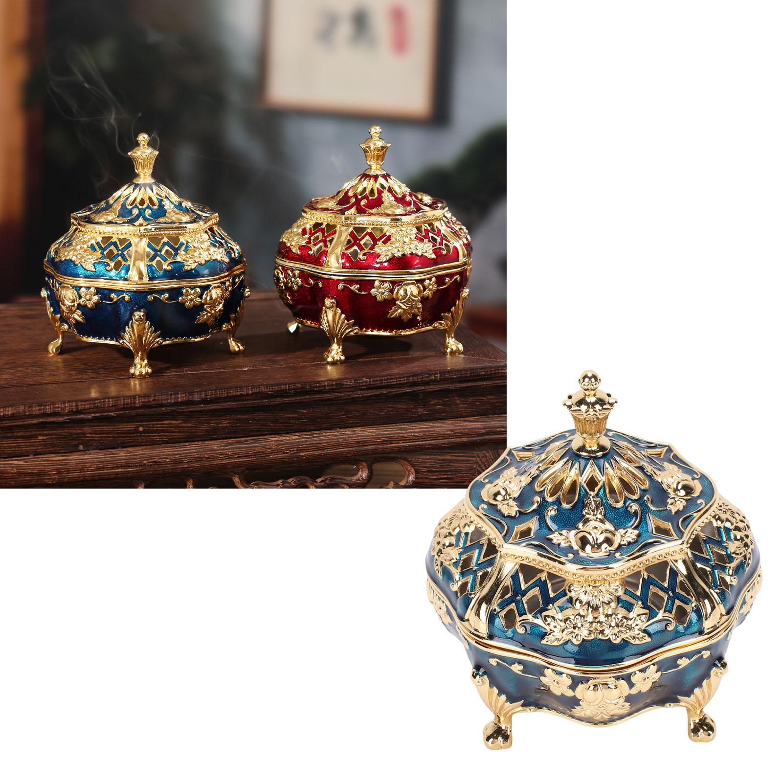 Cone Incense Burn Holder with Lid European Vintage Incense Stand Metal Alloy Carved Ornament for Indoor Decoration
Cone Incense Burn Holder with Lid European Vintage Incense Stand Metal Alloy Carved Ornament for Indoor Decoration