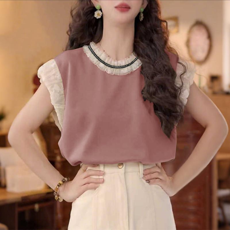 ZANZEA Женская повседневная летняя футболка без рукавов с круглым вырезом и кружевной вставкой 5XL розовый
ZANZEA Женская повседневная летняя футболка без рукавов с круглым вырезом и кружевной вставкой 5XL розовый