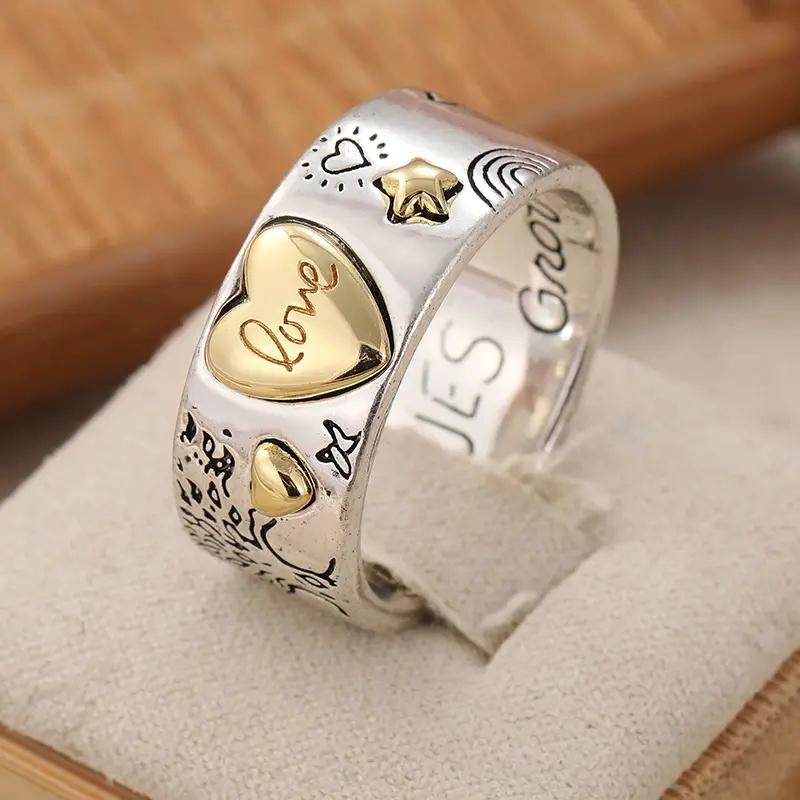 Huitan Two Tone Heart Rings for Women Carved Star Sun Tree Horse Hip Hop Style Female Finger Rings Fancy Gift Statement Zircon 6
Huitan Two Tone Heart Rings for Women Carved Star Sun Tree Horse Hip Hop Style Female Finger Rings Fancy Gift Statement Zircon 6