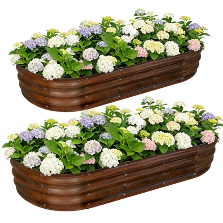 Galvanized Raised Garden Bed Outdoor Large Oval Metal Planter Box for Vegetables Fruits Flowers 2Pcs 6x3x1ft Dark Brown Wood Gr United States
Galvanized Raised Garden Bed Outdoor Large Oval Metal Planter Box for Vegetables Fruits Flowers 2Pcs 6x3x1ft Dark Brown Wood Gr United States