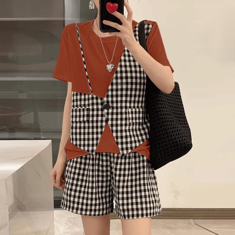 ZANZEA Женский комплект из футболки с коротким рукавом и шорт, повседневный, с клетчатым принтом, комплект из двух предметов 4XL ржавый
ZANZEA Женский комплект из футболки с коротким рукавом и шорт, повседневный, с клетчатым принтом, комплект из двух предметов 4XL ржавый