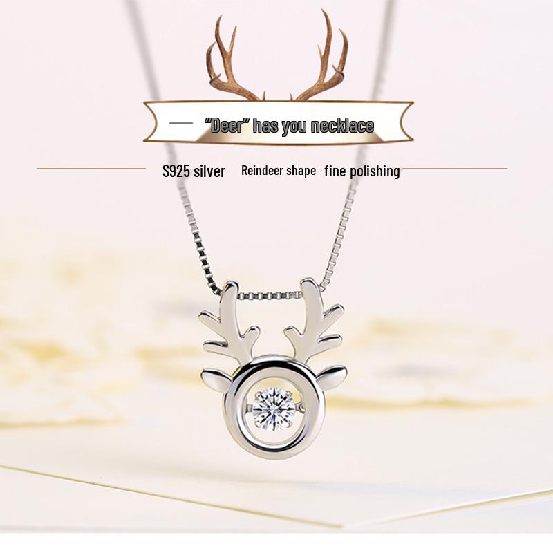 S925 Sterling Silver Antler Necklace - Dancing Heart Clavicle Chain, Perfect Christmas Gift for Women Entire Body 925 Silver
S925 Sterling Silver Antler Necklace - Dancing Heart Clavicle Chain, Perfect Christmas Gift for Women Entire Body 925 Silver