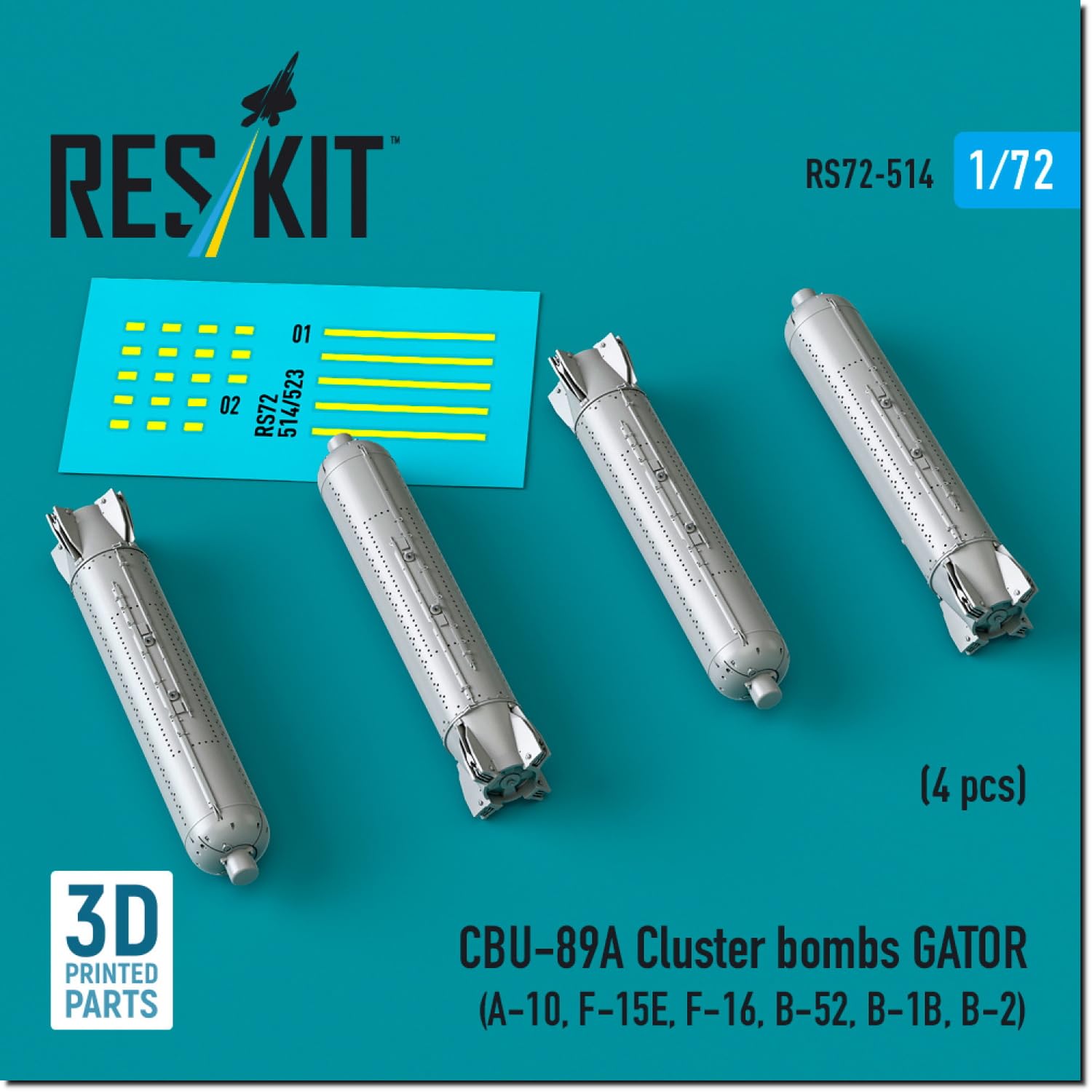 Reskit Gator Cluster Bomb Set Plastic Model Parts 1/72 CBU-89A 4-Piece RSK72-0514 (Airplane)
Reskit Gator Cluster Bomb Set Plastic Model Parts 1/72 CBU-89A 4-Piece RSK72-0514 (Airplane)