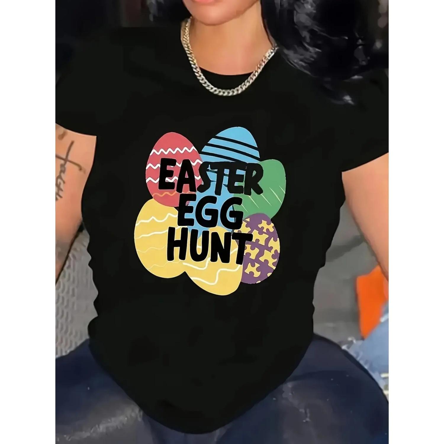 Women s Easter Egg Hunt Graphic Tee - Casual Round Neck, Short Sleeve, Stretchy -Spandex Blend, hine Washable, Colorful Print, P XXXXXL чорний
Women s Easter Egg Hunt Graphic Tee - Casual Round Neck, Short Sleeve, Stretchy -Spandex Blend, hine Washable, Colorful Print, P XXXXXL чорний