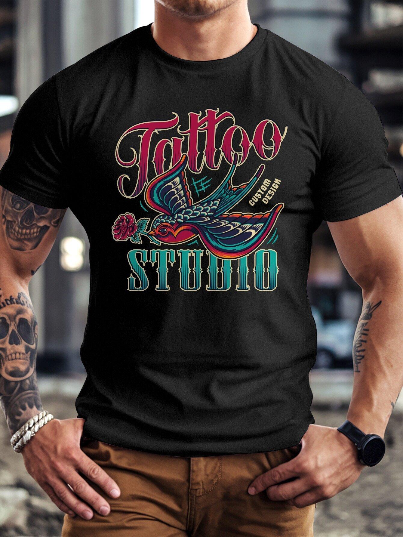 Casual Round Neck T-shirt with Vibrant Tattoo Studio Print - Colorful S
Casual Round Neck T-shirt with Vibrant Tattoo Studio Print - Colorful S