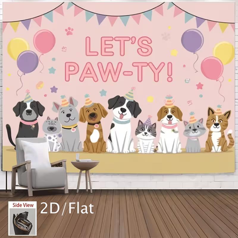 2D Whimsical Pawty Banner Tapestry Pink Theme with Puppies, Kittens and Confetti Art Print 47.2x31.5inch/120*80cm
2D Whimsical Pawty Banner Tapestry Pink Theme with Puppies, Kittens and Confetti Art Print 47.2x31.5inch/120*80cm