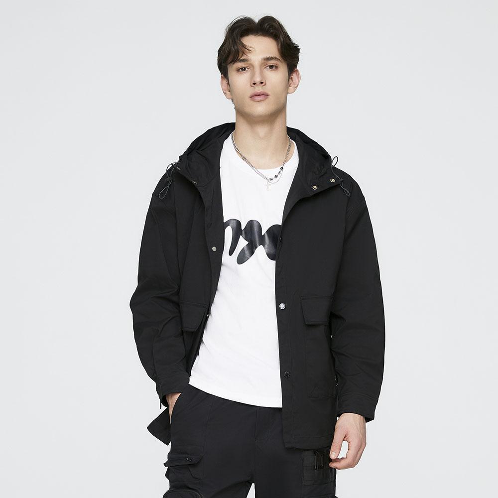 Весна и Осень Новая Мужская Водонепроницаемая Ветрозащитная Рабочая Куртка Однотонная Куртка Топ Ретро С Капюшоном Универсальная XXXL