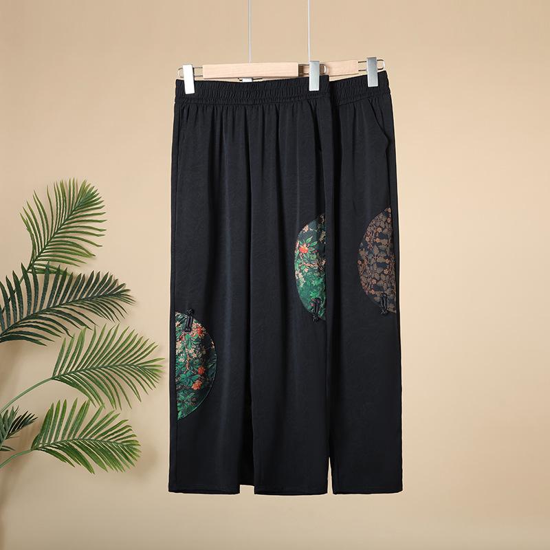Grandma s Chinese Style Embroidered Straight-Leg Summer Pants - Loose Casual Wear for Middle-Aged and Elderly Women 2XL (90-113 jin) чёрный/цветочный
Grandma s Chinese Style Embroidered Straight-Leg Summer Pants - Loose Casual Wear for Middle-Aged and Elderly Women 2XL (90-113 jin) чёрный/цветочный