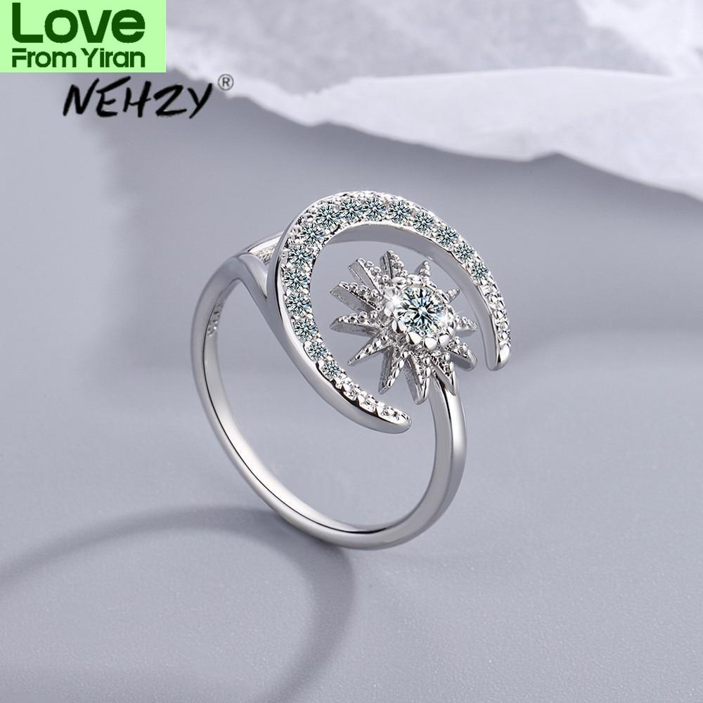 Nehzy 925 Sterling Silver New Woman Fashion Jewelry High Quality Crystal Zircon Simple Star Moon Open Ring Size Adjustable
Nehzy 925 Sterling Silver New Woman Fashion Jewelry High Quality Crystal Zircon Simple Star Moon Open Ring Size Adjustable