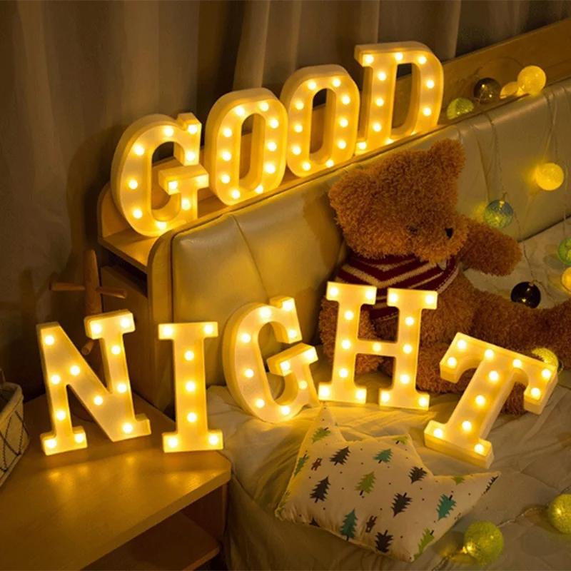 26 Letter Luminous Lamp LED Alphabet Battery Powered Night Light Christmas Wedding Birthday Party Decoration Ambience Lights 
26 Letter Luminous Lamp LED Alphabet Battery Powered Night Light Christmas Wedding Birthday Party Decoration Ambience Lights