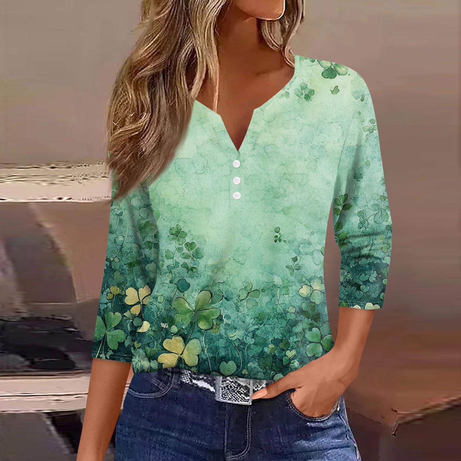 Женская модная повседневная футболка с v-образным вырезом и семью рукавами, топ на пуговицах с градиентным принтом S зелёный
Женская модная повседневная футболка с v-образным вырезом и семью рукавами, топ на пуговицах с градиентным принтом S зелёный