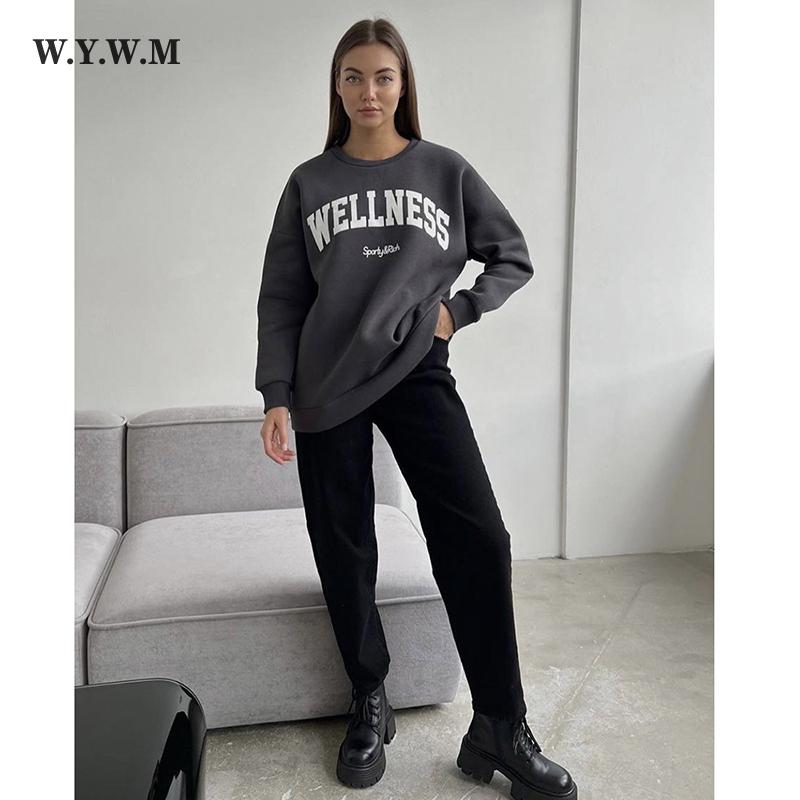 WYWM Wellness толстовки с буквенным принтом для женщин, осенний хлопковый пуловер большого размера с круглым вырезом, женский повседневный винтажный топ
WYWM Wellness толстовки с буквенным принтом для женщин, осенний хлопковый пуловер большого размера с круглым вырезом, женский повседневный винтажный топ