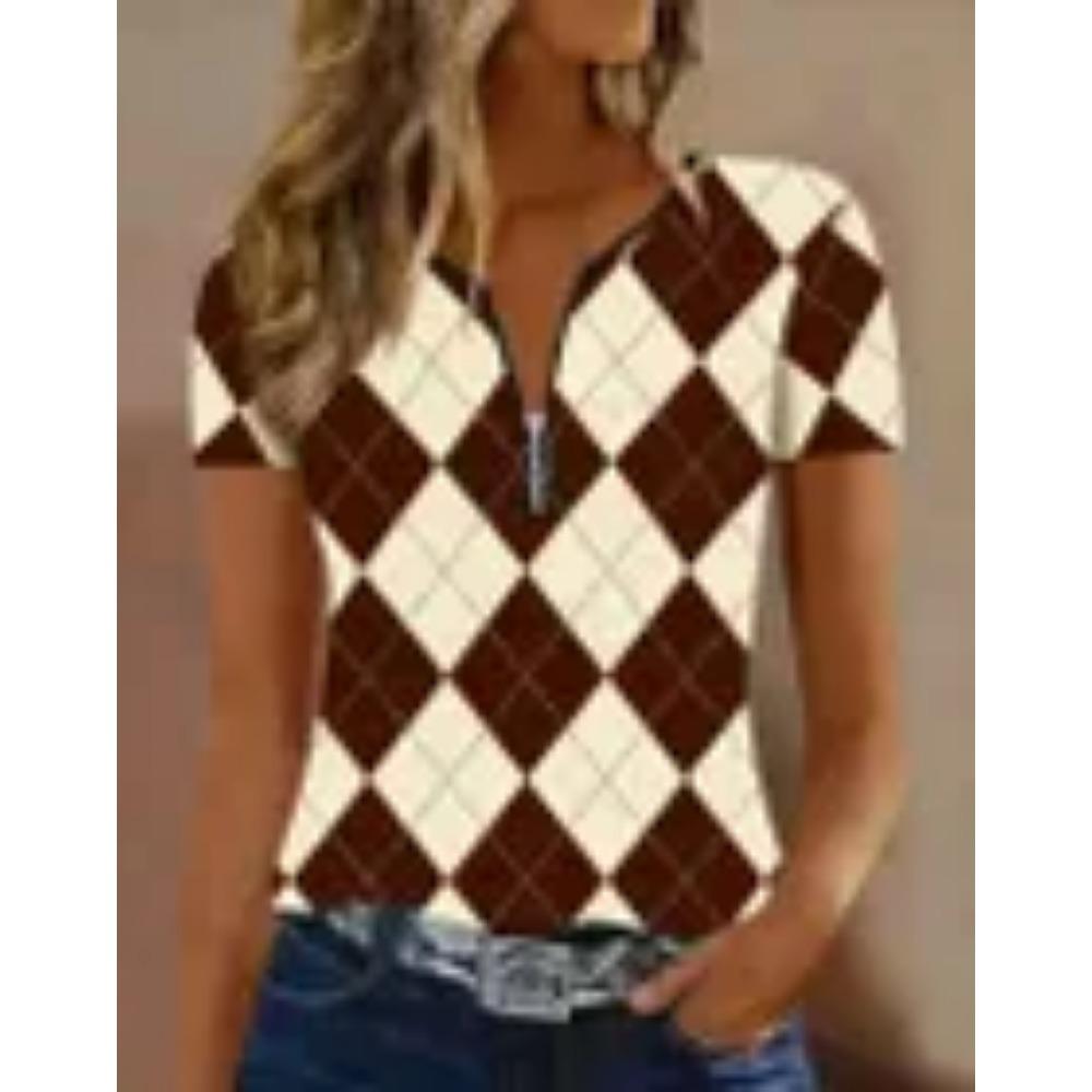 Women s Polo Shirt with Fashionable Zipper and Geometric Design, Suitable for Daily Casual Wear L
Women s Polo Shirt with Fashionable Zipper and Geometric Design, Suitable for Daily Casual Wear L