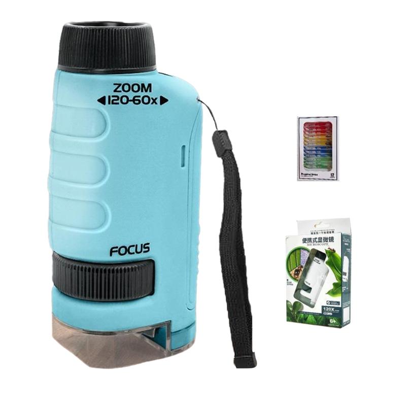 Mini Microscope Toy with LED Light 200X 600X 1200X Magnification Suitable for Kids Student Adults Science Exploration синій
Mini Microscope Toy with LED Light 200X 600X 1200X Magnification Suitable for Kids Student Adults Science Exploration синій